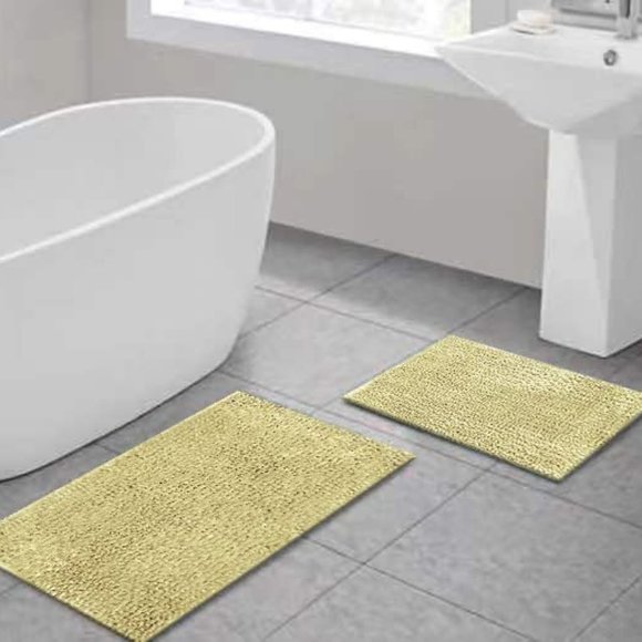 CATALINA HOME Costa Rica Soft Chenille Luxurious 2PC. Set (Yellow) - Picture 1 of 4